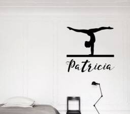Custom Name Gymnast Decal, Personalized Gymnastics Sticker, Wall Decor, Girls Room Vinyl Kids Wallpaper - thumbnail 1