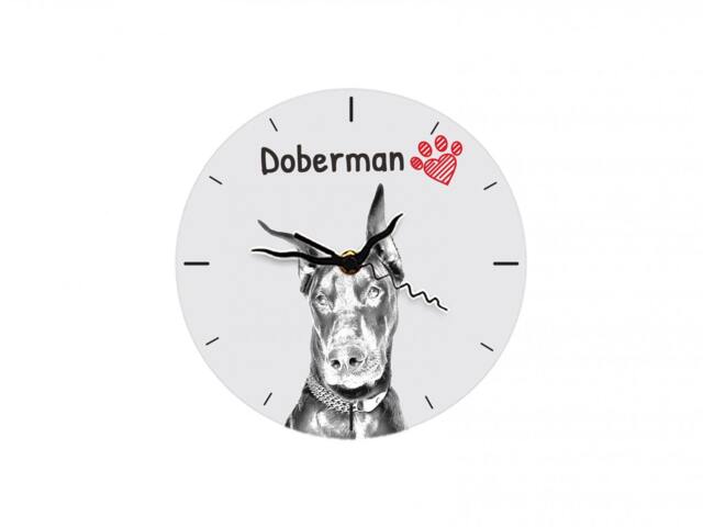Dobermann Cropped, Free Standing Mdf Floor Clock With An Image Of A Dog - image 1