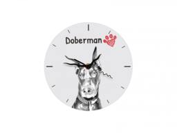 Dobermann Cropped, Free Standing Mdf Floor Clock With An Image Of A Dog - thumbnail 1