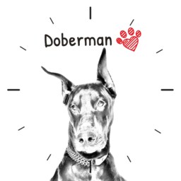 Dobermann Cropped, Free Standing Mdf Floor Clock With An Image Of A Dog - thumbnail 2