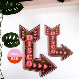 Retro Disco Arrow Mirror - Pink & Red - thumbnail 2