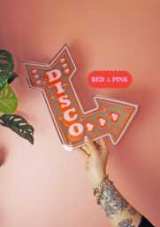 Retro Disco Arrow Mirror - Pink & Red - thumbnail 1