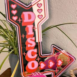 Retro Disco Arrow Mirror - Pink & Red - thumbnail 4