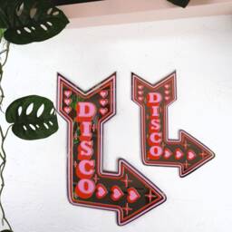 Retro Disco Arrow Mirror - Pink & Red - thumbnail 3