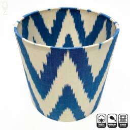 Blue Lamp Shade Zig Zag Pattern From Handwoven Traditional Ikat Fabric - 100% Cotton With & Off White Colours - thumbnail 2