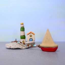 Clay Lighthouse Sculpture, Nautical Home Decor, Beach Stone Art - thumbnail 2