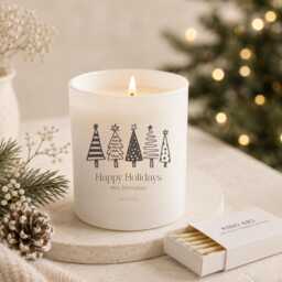 Teacher Christmas Engraved Candle - White Matt Jar Cotton Wick Scents+- Glow Effect