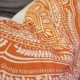 Tangerine Damask Pillow Cover Belle Maison Sanibel Cotton Slub - thumbnail 2