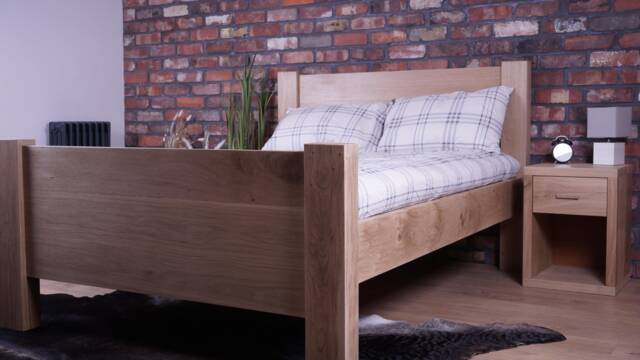Solid Oak Hardwood Bed Frame - Multiple Sizes Clear Satin Finish - image 1