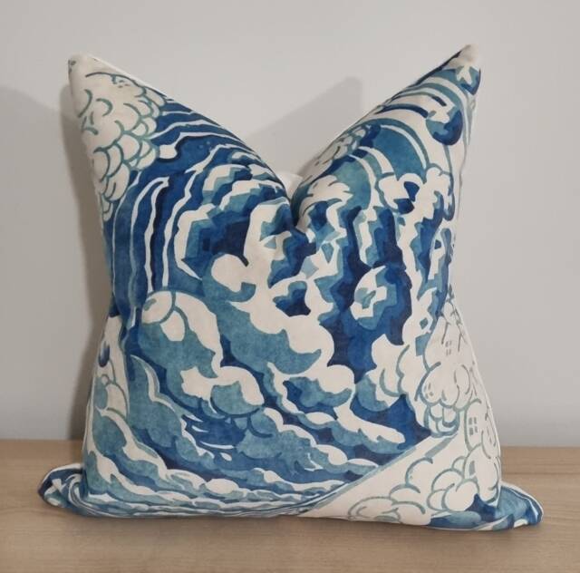 Linwood Omega Prints The Wave Mineral & Velvet Cushion Cover 43x43 cm - image 1