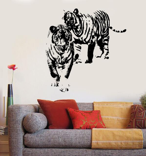 Wall Vinyl Decal Family Of Tigers Jungle Animals Kid's Room Nursery Decor - #1037Dz - image 1