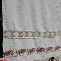Embroidered Kitchen Curtain, Floral Crochet Panel With Tassels & Beads, Custom Size Beige Drapery, Farmhouse Lace Cafe Curtain - thumbnail 4