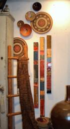 Sale Three For The Road, Wood Block Soul Totem Talisman 24 30, 36 Ins Tall Contemporary Impressionistic Textured Paint Mission Ruskin Arts