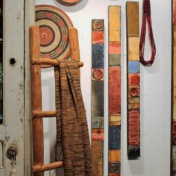 Sale Three For The Road, Wood Block Soul Totem Talisman 24 30, 36 Ins Tall Contemporary Impressionistic Textured Paint Mission Ruskin Arts - thumbnail 2