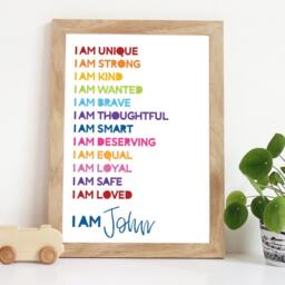 Girls Positive Affirmation Print, Bedroom Decor, Playroom Rainbow Wall Art, Poster, Motivational Art - thumbnail 2