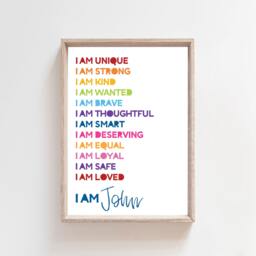 Girls Positive Affirmation Print, Bedroom Decor, Playroom Rainbow Wall Art, Poster, Motivational Art - thumbnail 1