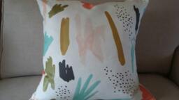 Designer Fabric Gold Aqua Blue Pink Coral Green Gray Abstract Pillow Cover Euro Sham 16 18 20 22 24 26 Cushion Nursery Extra Long Lumbar