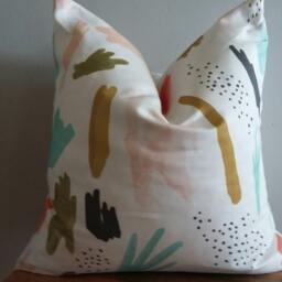 Designer Fabric Gold Aqua Blue Pink Coral Green Gray Abstract Pillow Cover Euro Sham 16 18 20 22 24 26 Cushion Nursery Extra Long Lumbar - thumbnail 2