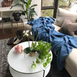 Marine Blue Linen Throw Xl - Solid Blanket 100 % Flax Made To Order in The Usa Living Room & Bedroom - thumbnail 1