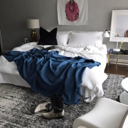 Marine Blue Linen Throw Xl - Solid Blanket 100 % Flax Made To Order in The Usa Living Room & Bedroom - thumbnail 3