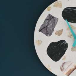 Terrazzo Wall Clock - Handmade Concrete Wooden Hands Unique Home Decor - thumbnail 2