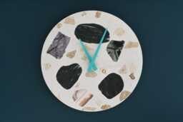 Terrazzo Wall Clock - Handmade Concrete Wooden Hands Unique Home Decor - thumbnail 1
