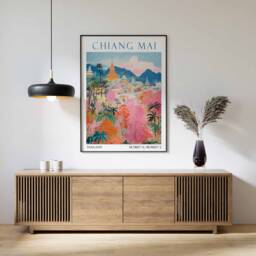 Chiang Mai Travel Print, Poster, Thailand Wall Art, Gift, Vacation Southeast Asian Decor - thumbnail 1