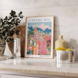 Chiang Mai Travel Print, Poster, Thailand Wall Art, Gift, Vacation Southeast Asian Decor - thumbnail 2