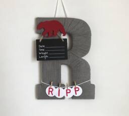 Hospital Door Hanger Boy/Nursery Decor Letter R Baby Bear Shower Gift - thumbnail 1