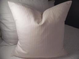 Handcrafted Soft Pink Ticking Stripe Pillow Cover Farmhouse Decor - thumbnail 1