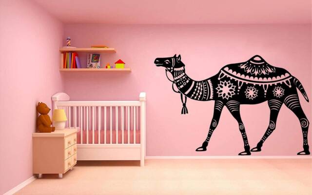 Patterned Camel Vinyl Wall Art, Decal, Sticker, Transfer, Mural, Removable, Decor, Rent Friendly, Interior, Exterior, Full - 0818 - image 1