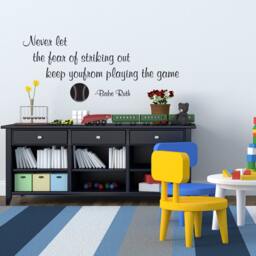 Baseball Wall Decal - Never Let The Fear Of Striking Out Kids Room Decal Wall Art- 149 - thumbnail 2