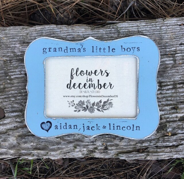 Gift For Grandma Grandma Gift Personalized Picture Frame Mother's Day From Grandchildren Grandson - Flowers in December Design St - image 1