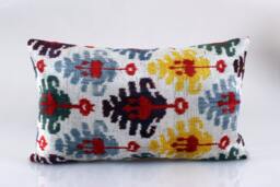 16x24 Ikat Velvet Pillow Cover, Handmade Cushion, Decorative Throw Pillow, Boho Cushion Turkish Home Decor - thumbnail 1