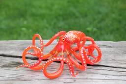 Red Glass Octopus Sculpture Kraken Cephalopod Miniature Blown Figurine Ocean