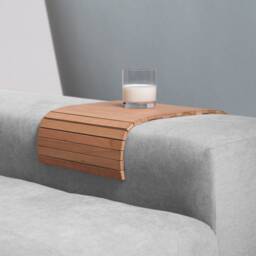 Flexible Sofa Tray - Adjustable Armrest For Drinks & Snacks Handmade Wooden Non-Slip Eco-Friendly Cherry Finish