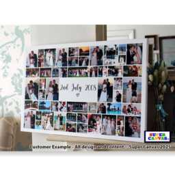 Wedding Day Couple Wife Husband Personalised Guest Welcome Sign 40 Photo Collage Display Board Framed Canvas Print Gift - thumbnail 3
