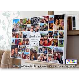 Wedding Day Couple Wife Husband Personalised Guest Welcome Sign 40 Photo Collage Display Board Framed Canvas Print Gift - thumbnail 1