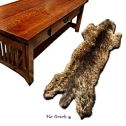 Faux Fur Wolf Pelt Rug - Shag Throw Rug, Animal Friendly - thumbnail 1
