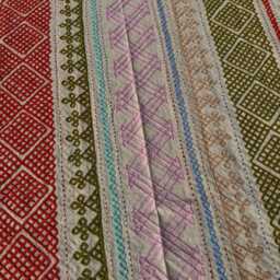Hand-stitched Cotton Suzani Quilt - Colorful Bohemian Design, Artisan Textile, Reversible Bed Or Sofa Cover - thumbnail 3
