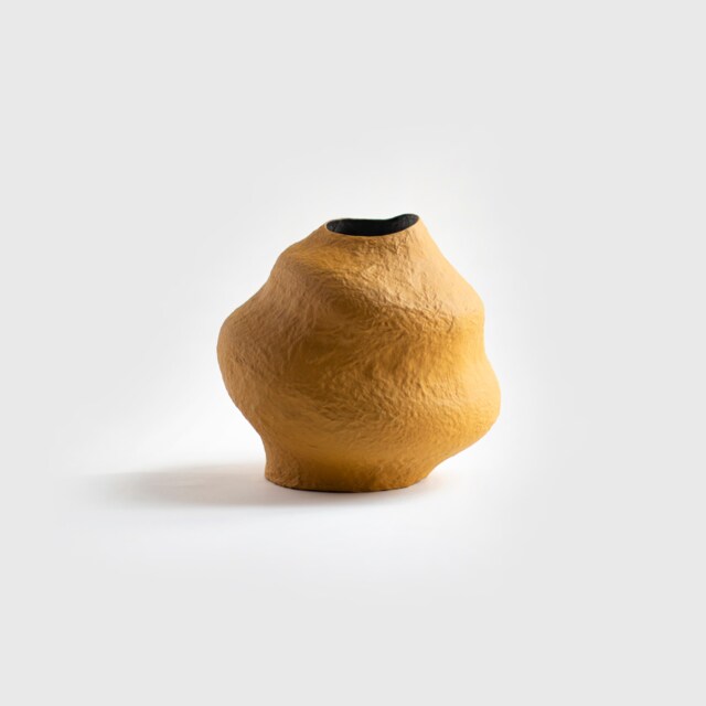Decorative Vase For Pampas Grass, Dried Flowers From Paper Mache in Golden Umbra - image 1