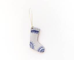 Handmade Ceramic Stocking Ornament Blue Coastal Christmas Decor