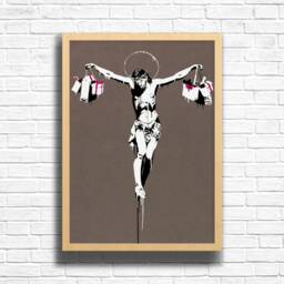 Banksy Consumer Jesus Print Urban Graffiti Wall Art On Canvas - thumbnail 2