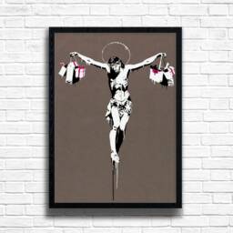 Banksy Consumer Jesus Print Urban Graffiti Wall Art On Canvas - thumbnail 1