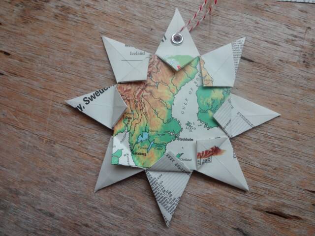 stockholm, Sweden Origami Map Ornament, Home Decor, Wall Art, Road Map, Vacation, Christmas, Holiday, Wedding, Graduation, Moving, Gift - image 1