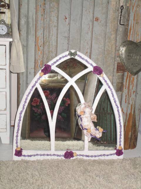 Sale...ooak Arched Mirror, Cherub Baby Girl's Room, Pink Nursery Mirror - image 1