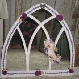 Sale...ooak Arched Mirror, Cherub Baby Girl's Room, Pink Nursery Mirror - thumbnail 2
