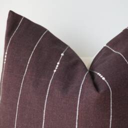 Brown Red Maroon Striped Woven Pillow Cover - thumbnail 2