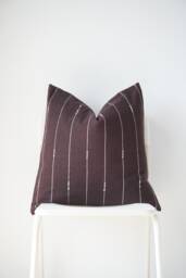 Brown Red Maroon Striped Woven Pillow Cover - thumbnail 1