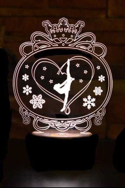 Gymnast Girl Personalized 3D Illusion Smart App Control Night Light Bluetooth, Music, 7&16M Color Mobile App, Made in UK